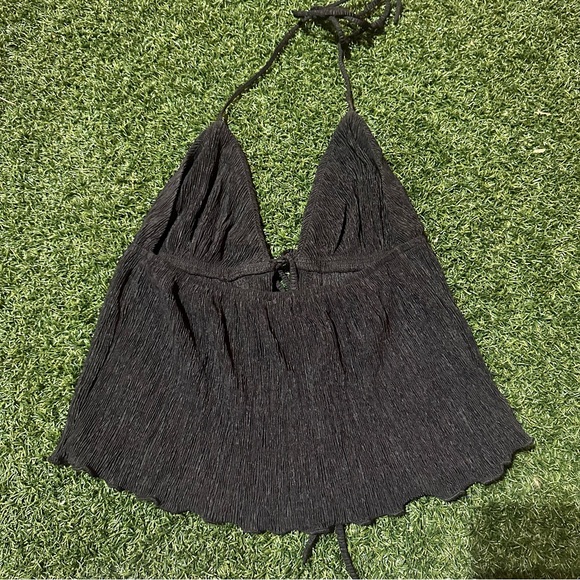 Princess Polly Black Tie Front Halter Crop Top, Women’s Size 2 US - Picture 4 of 5